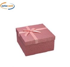 SCATOLA REGALO QUADRATA ROSA GLITTER FIOCCO 12X22X22