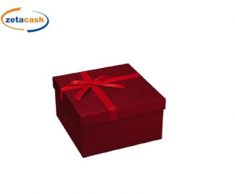 SCATOLA REGALO QUADRATA ROSSA GLITTER FIOCCO 12X22X22