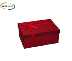 SCATOLA REGALO RETTANGOLARE ROSSA GLITTER NASTRO 12X28X20