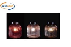 LANTERNA CON LAMPADINA LED IN VETRO D 18XH22 CM COL ASS