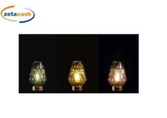 LANTERNA IN VETRO CON BASE ORO E LAMPADINA A LED DIAM 12 CM