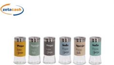 PORTA SPEZIE IN VETRO E ACCIAIO DIAM 5 X H 11 CM