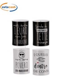 SALVADANAIO IN LATTA DECORATO 15 X 10 CM