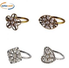 SET 4 PORTATOVAGLIOLI IN METALLO CON PERLE ASS