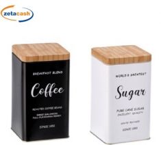 BARATTOLO RETTANGOLARE METALLO 10x10xH18 CM COL E DEC ASS