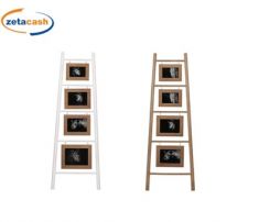 PORTA FOTO LEGNO SCALETTA 4 POSTI 39XH120 CM