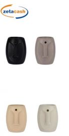 BRUCIA OLI CERAMICA TESTA MOAI H10.5 D8.5 CM COL ASS