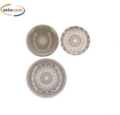 SERVIZIO 18 PIATTI CERAMICA GRIGIO E BIANCO MODELLO VIETRI