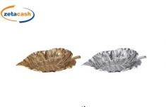 FOGLIA IN METALLO DA ARREDO ORO E ARGENTO 15 X 23 CM