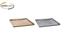 VASSOIO METALLO QUADRATO ORO ARGENTO ASS 35X35CM