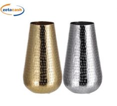 VASO IN METALLO DA ARREDO ORO E ARGENTO 32 X 17 CM