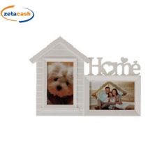 PORTAFOTO 2 CORNICI DECORAZIONE BIANCA FAMILY CON CASA