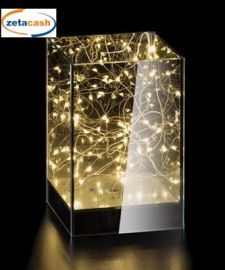 LAMPADA PARALLELEPIPEDO VETRO TRASP COP H18X12X12 CM 30LED