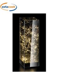 LAMPADA PARALLELEPIPEDO VETRO TRASP COP H30X10X10 30LED