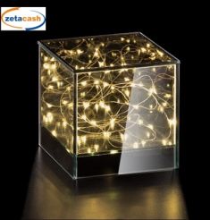 LAMPADA CUBO VETRO TRASP COP H12X12X12 CM 15 LED