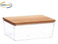 CONTENITORE IN PLASTICA CON COPERCHIO BAMBOO 23X15X9CM