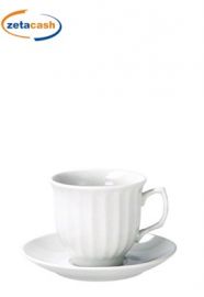 SET 6 TAZZE PORCELLANA BIANCA C/PIATTINO D7.5XH7CM