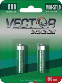 PILE RICARICABILI VECTOR 2 PEZZI AAA