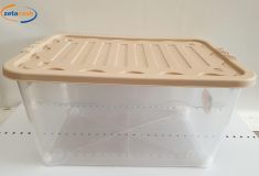 BOX IN PLASTICA XL CON COPERCHIO E RUOTE COLORE TORTORA