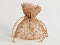 SACCHETTO RETE CON ORGANZA TORTORA 12 PEZZI