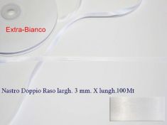 NASTRO DOPPIO RASO BIANCO 100 METRI