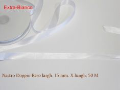 NASTRO DOPPIO RASO BIANCO 15 mm x 50 METRI