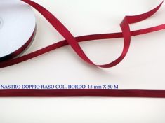 NASTRO DOPPIO RASO BORDEAUX 15mm X 50mt