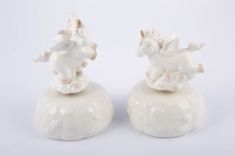 CARILLON UNICORNO IN PORCELLANA BIANCO E ROSA CM 10X14