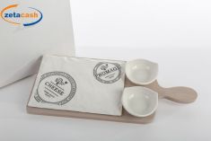 BOMBONIERA 4 PEZZI CIOTOLE PER FORMAGGI CON VASSOIO LEGNO