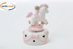 CAVALLUCCIO CARILLON PORCELLANA ROSA 9X9XH13 CM