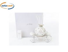 PROFUMATORE PORCELLANA BIANCA CARROZZA CORONA 9X15XH12 CM