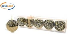 APPENDINI SFERE NERO E ORO CON PAILLETTES CM 11 5 PEZZI