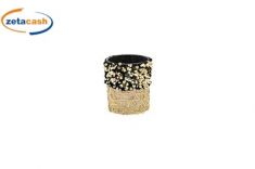 BICCHIERE DECORATIVO VETRO ORO NERO PEILETTES H 8 CM