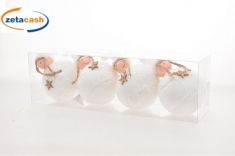 BOX 4 SFERE BAMBOLINA PELLICCIA PANNA H 14 CM