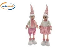 BAMBOLINA ROSA E PANNA H 65 CM