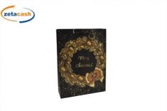 BUSTA REGALO CON GHIRLANDA E GLITTER H 45 L 33 CM