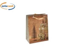 BUSTA REGALO ALBERO E PACCHI REGALO GLITTER H 23 L 18 CM