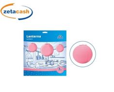 LANTERNA TONDA ROSA 3 PEZZI