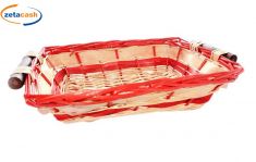 CESTO RETTANGOLARE IN VIMINI MIELE ROSSO