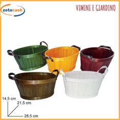 CESTO DECORATO IN BAMBU COLORI ASSORTITI CM 29 X 13