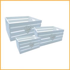 CASSETTA LEGNO BIANCA 3 PEZZI CON CUORE