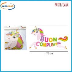 FESTONE BUON COMPLEANNO UNICORNO ROSA