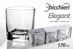 BICCHIERE ELEGANT 3 PZ IN VETRO TRASPARENTE