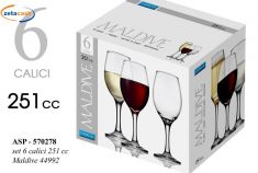 CALICE MALDIVE VINO IN VETRO TRASPARENTE 6 PEZZI