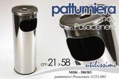 PATTUMIERA + POSACENERE ACCIAIO cm 21xh58 cm
