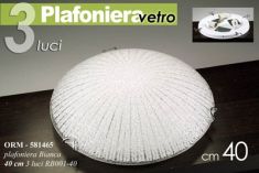 PLAFONIERA IN VETRO BIANCA DIAM 40 CM