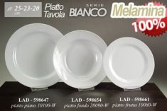 PIATTO IN MELAMINA BIANCO DIAM 25 CM