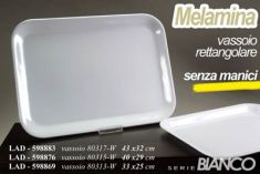 VASSOIO RETTANGOLARE BIANCO IN MELAMINA 33 x 25 CM