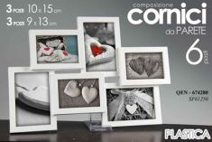 CORNICE DA PARETE MULTIFOTO 6 POSTI BIANCA
