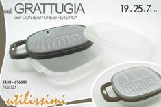 GRATTUGIA IN ACCIAIO INOX CON CONTENITORE E COPERCHIO